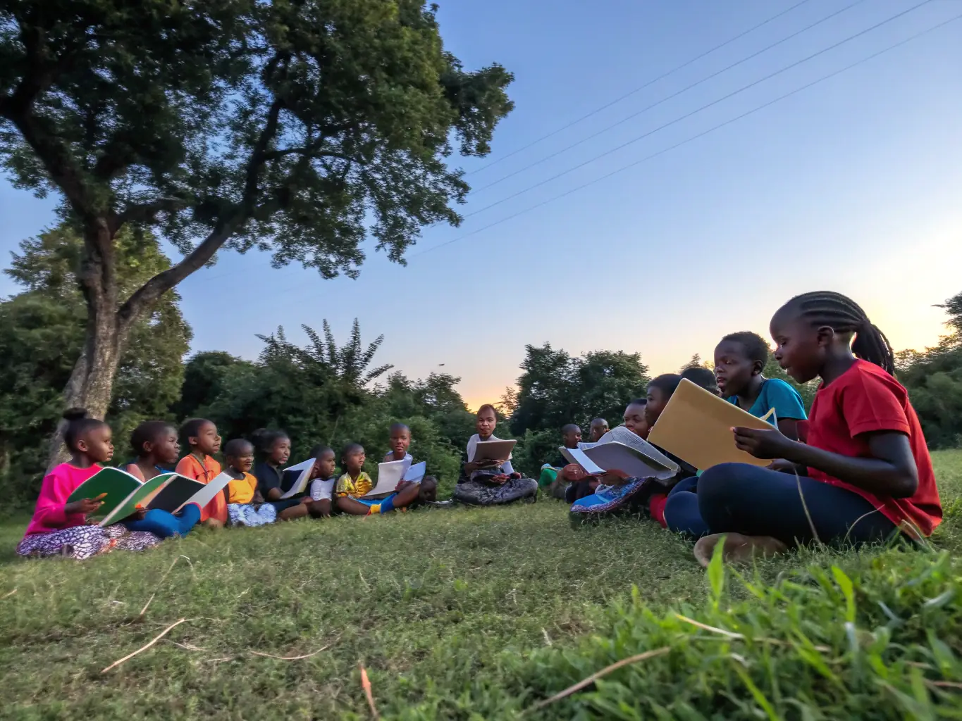 A vibrant image showcasing children participating in an educational initiative at the priory, possibly an interactive history lesson or a creative arts activity.